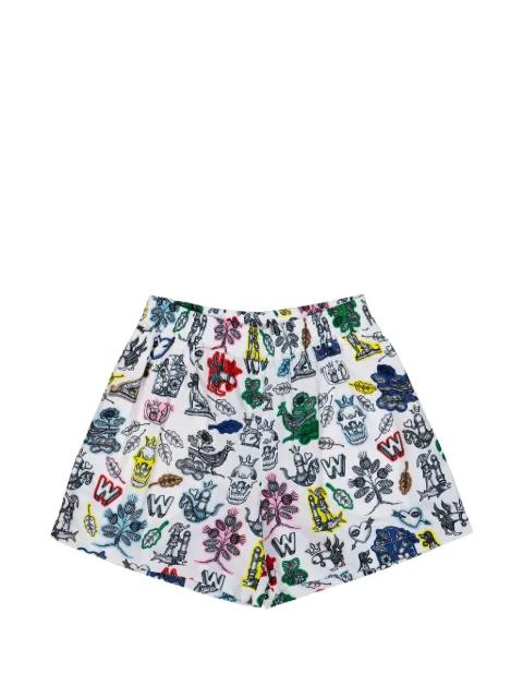 artful-print elastic shorts by WALTER VAN BEIRENDONCK