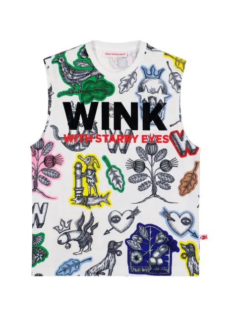 crown print sleeveless top by WALTER VAN BEIRENDONCK