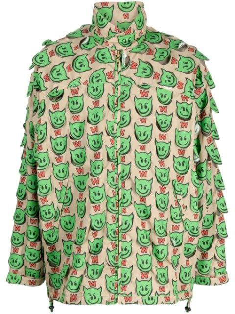 motif-print zip-up jacket by WALTER VAN BEIRENDONCK