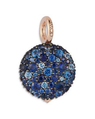 18K Rose Gold Blue Sapphire Cluster Chantecaille Pebble Locket Pendant by WALTERS FAITH
