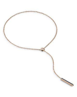 18K Rose Gold Blue Sapphire Grand  Bar Lariat Necklace by WALTERS FAITH