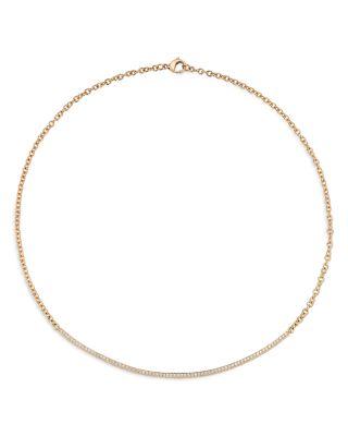 18K Rose Gold Diamond Curved Bar Necklace by WALTERS FAITH