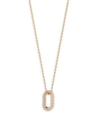 18K Rose Gold Diamond Saxon Mini Single Link Pendant Necklace by WALTERS FAITH