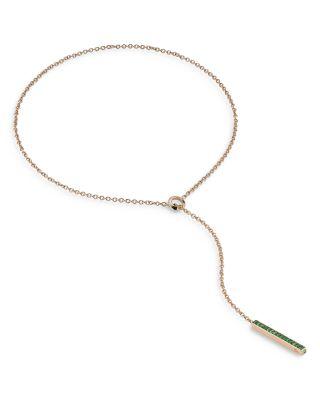 18K Rose Gold Emerald Bar Lariat Necklace by WALTERS FAITH