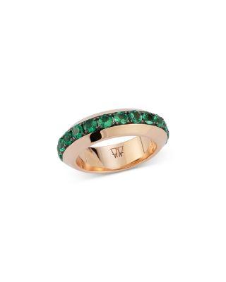 18K Rose Gold Emerald Grant Angled Band by WALTERS FAITH