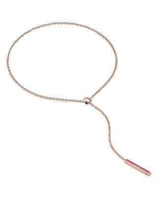 18K Rose Gold Pink Sapphire Linear Bar Lariat Necklace by WALTERS FAITH