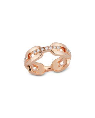 18K Rose Gold Saxon Diamond Bar Flat Link Chain Ring by WALTERS FAITH