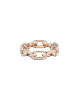 18K Rose Gold Saxon Diamond Chain Link Ring by WALTERS FAITH