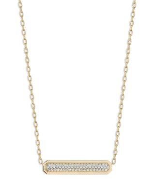 18K Yellow Gold Diamond Carrington ID Bar East West Pendant Necklace by WALTERS FAITH