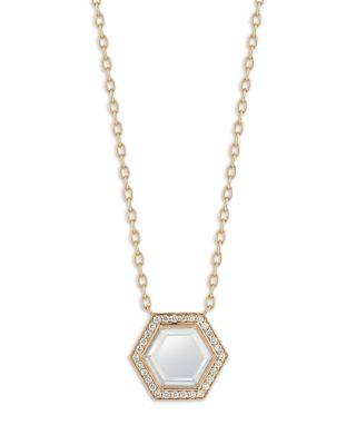 18K Yellow Gold Diamond & Rock Crystal Bell Hexagonal Pendant Necklace by WALTERS FAITH