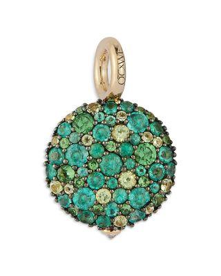 18K Yellow Gold Green Emerald OC X WF Medium Pebble Charm by WALTERS FAITH