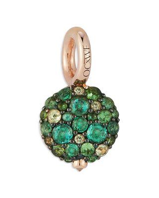 18K Yellow Gold Green Emerald OC X WF Pebble Charm by WALTERS FAITH
