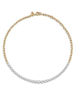 18K Yellow Gold & X Half Diamond Half Chain Necklace by WALTERS FAITH