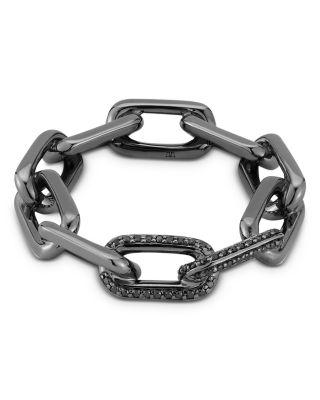 Men's 18K Black Gold Black Diamond Pav&eacute; Large Chain Link Ring by WALTERS FAITH