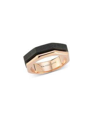 Men's 18K Rose Gold Ebony Sydney Hexagon Band by WALTERS FAITH