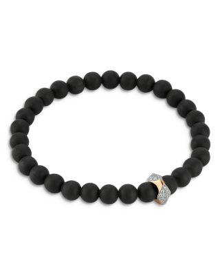 Men's 18K Rose Gold Onyx & Diamond Origami Beaded Bracelet by WALTERS FAITH
