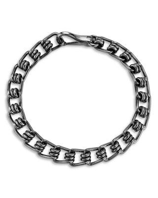 Men's Sterling Silver Black Rhodium Huxley Coil Link Bracelet by WALTERS FAITH