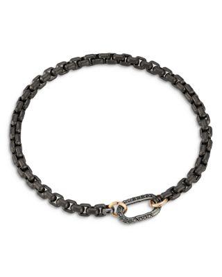 Men's Sterling Silver Diamond Clasp Saxon Chain Link Bracelet by WALTERS FAITH