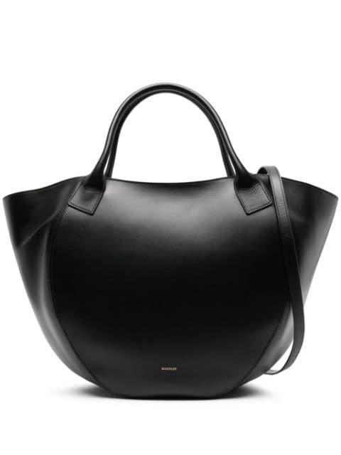 Mia logo-print leather tote bag by WANDLER