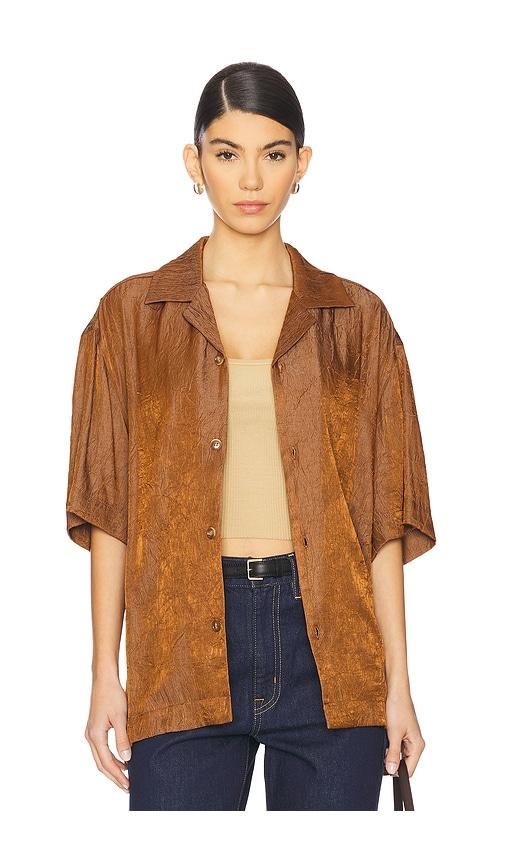 WAO Crinkled Short Sleeve Shirt in Brown by WAO