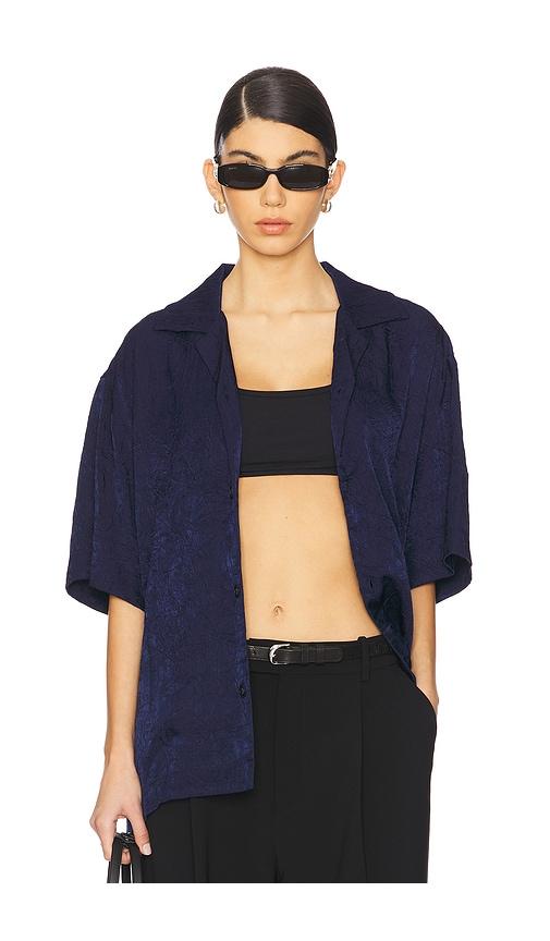 WAO Crinkled Short Sleeve Shirt in Navy by WAO