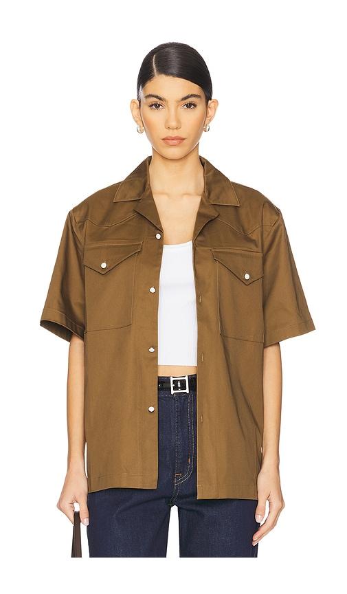 WAO Satin Western Short Sleeve Shirt in Brown by WAO