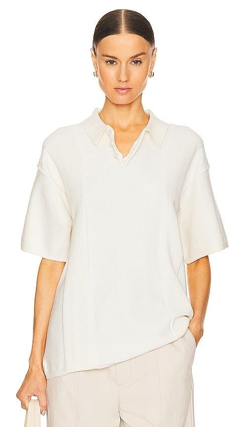 WAO Short Sleeve Knit Polo in White by WAO