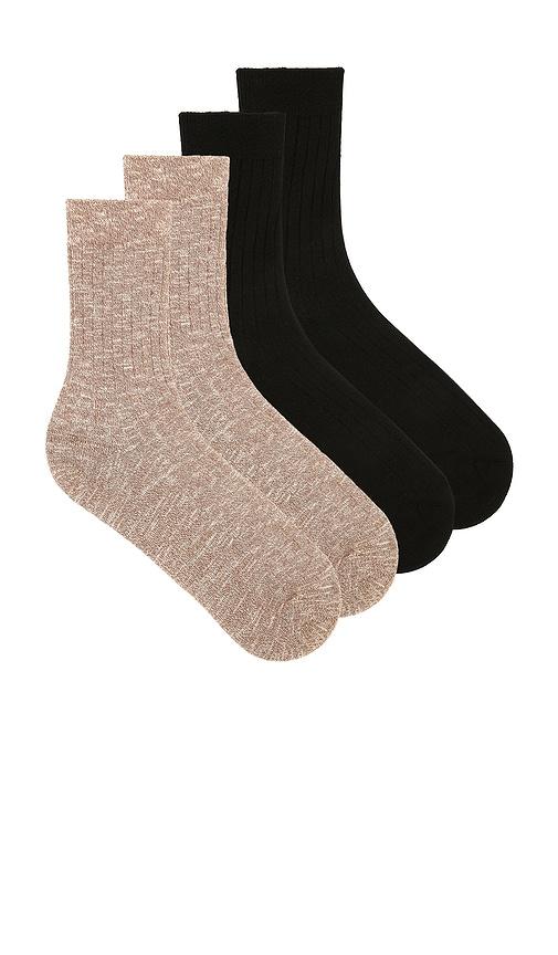 WAO Unisex Lifestyle Sock 2 Pack in Beige,Black by WAO