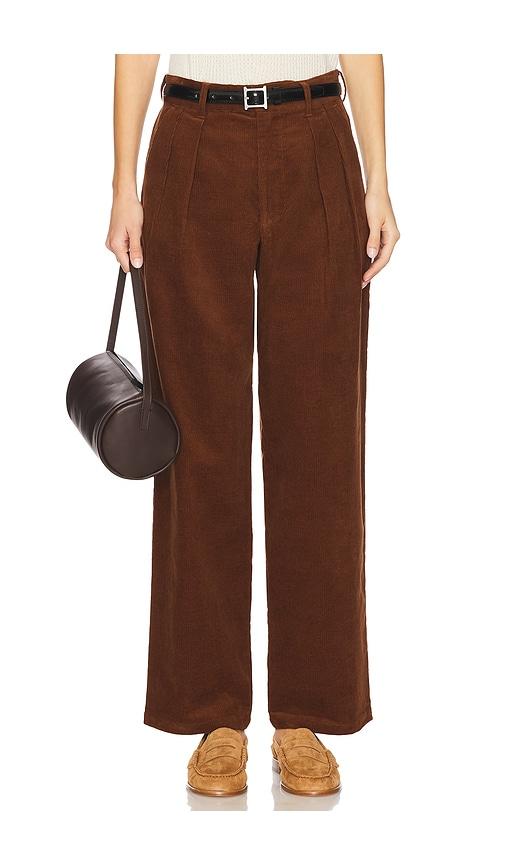 WAO Wide Leg Pleated Corduroy Pant in Brown by WAO