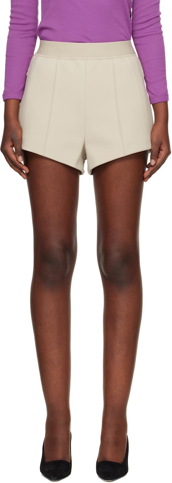 Beige Bonded Shorts by WARDROBE.NYC