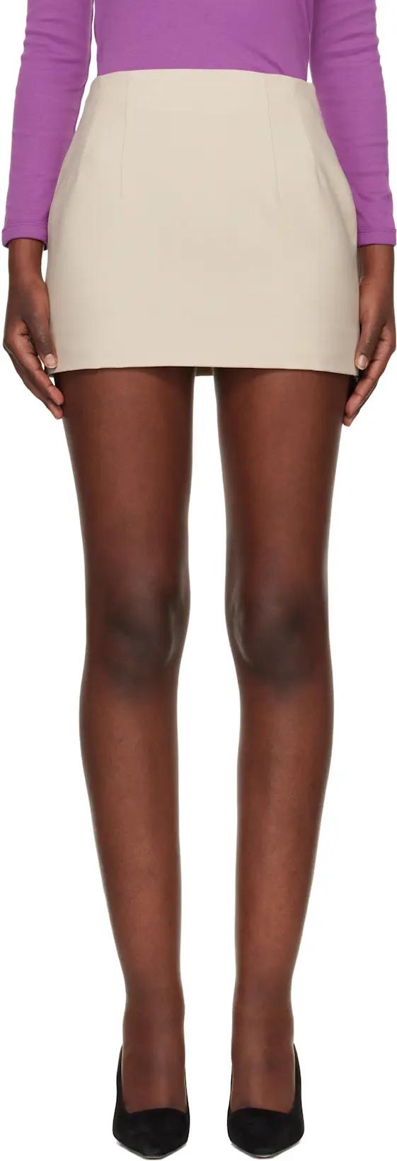Beige Contour Miniskirt by WARDROBE.NYC