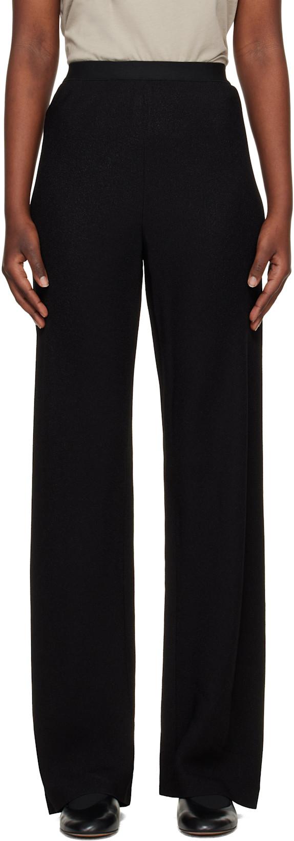 Black Crepe Bias Cut Trousers by WARDROBE.NYC
