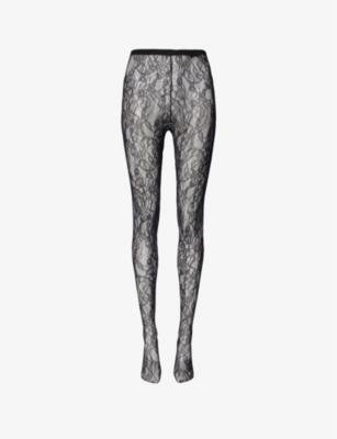 High-rise floral-lace tights by WARDROBE.NYC