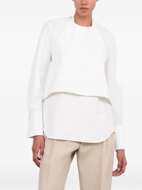 layered buckle-strap blouse by WARDROBE.NYC