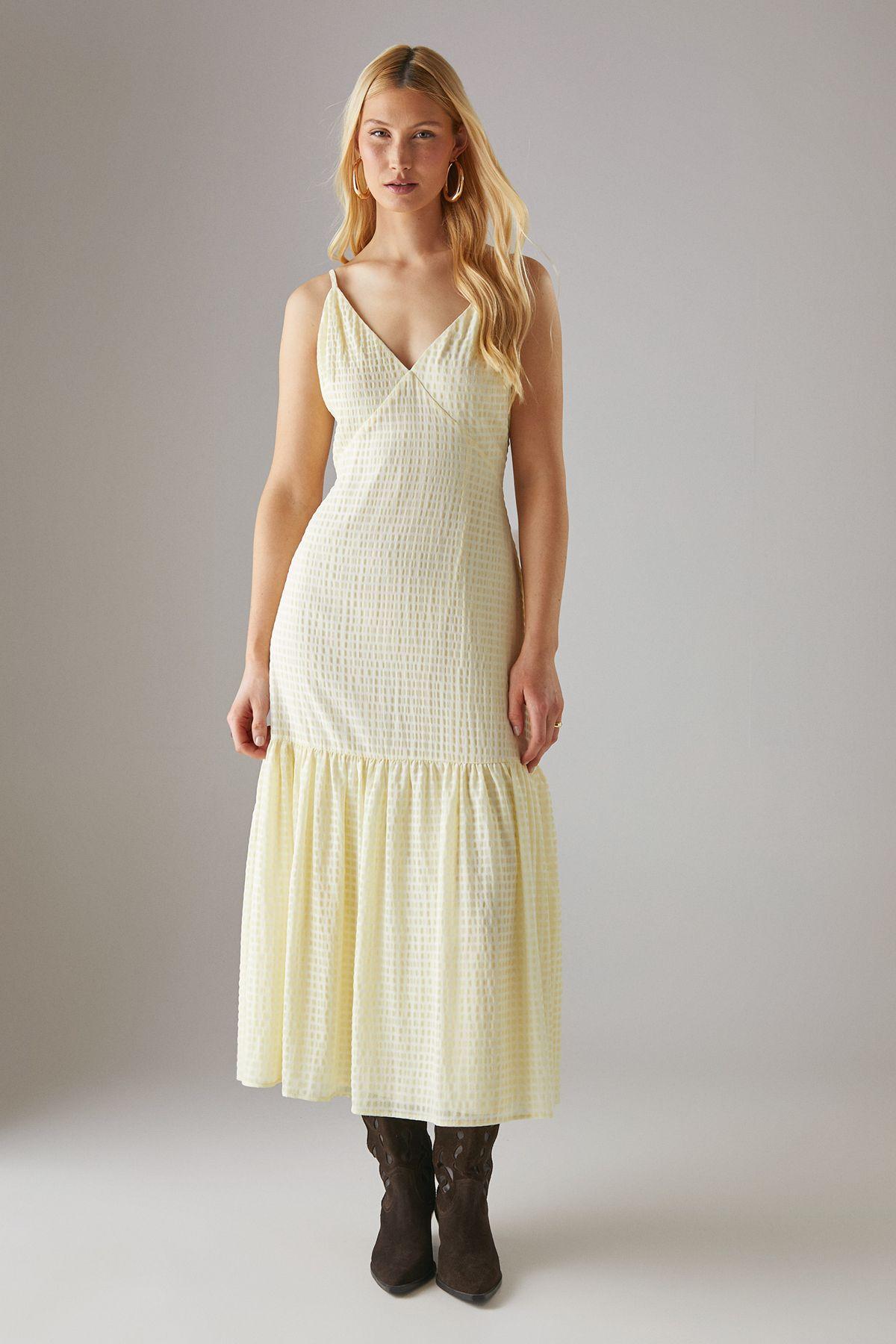 Check Organza High Apex Strappy Midi Dress by WAREHOUSE