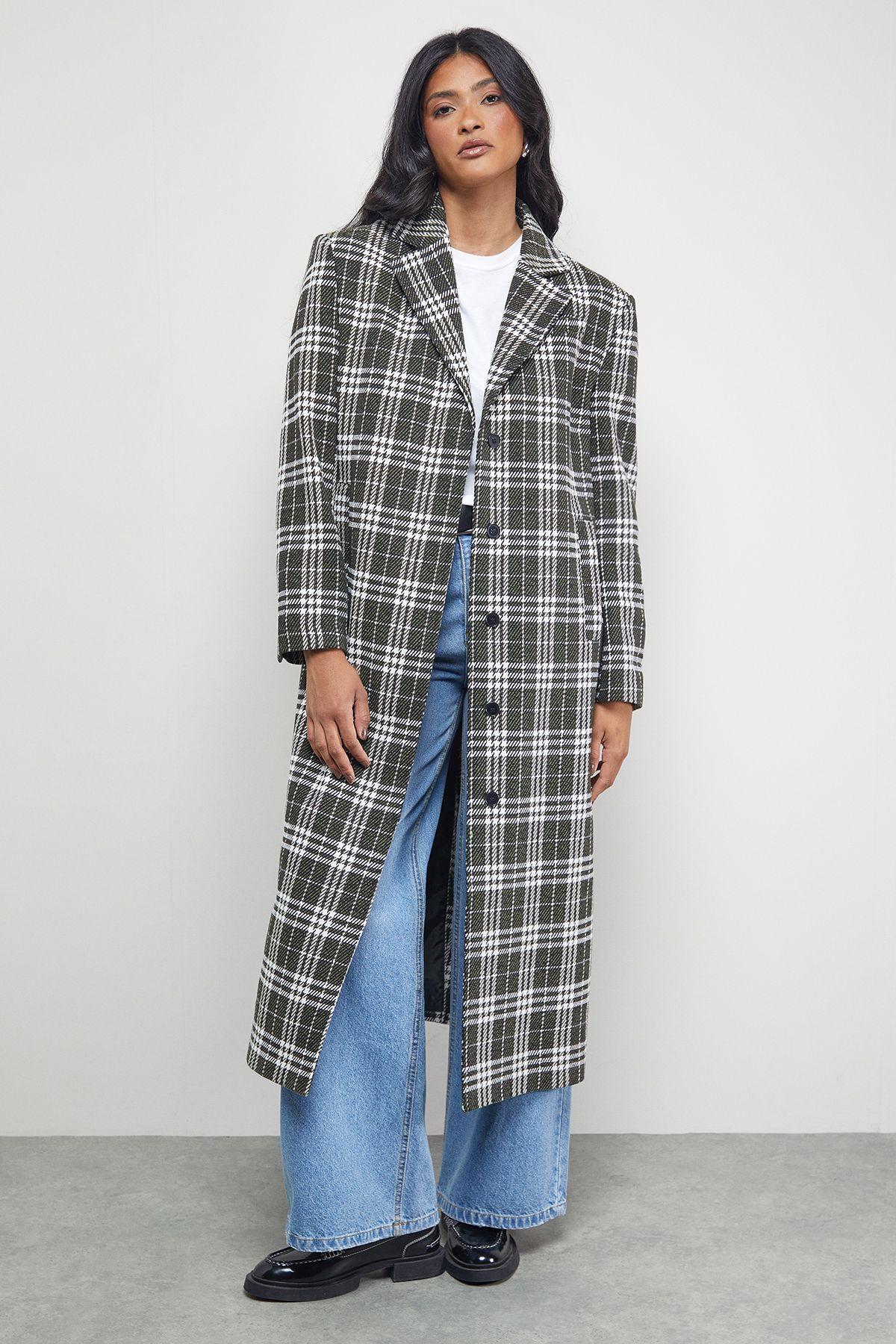 Checked Oversized Maxi Coat by WAREHOUSE