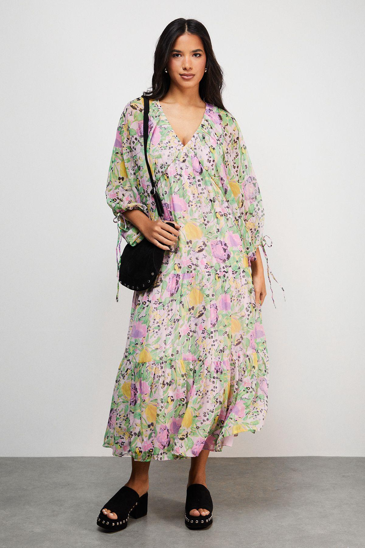 Chiffon Batwing Midi Dress by WAREHOUSE
