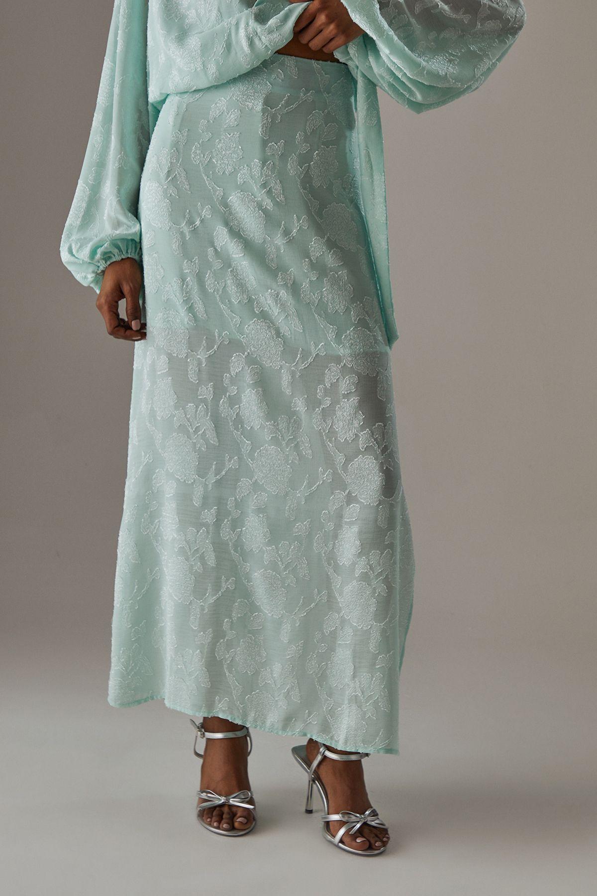 Chiffon Jacquard Bias Maxi Skirt by WAREHOUSE