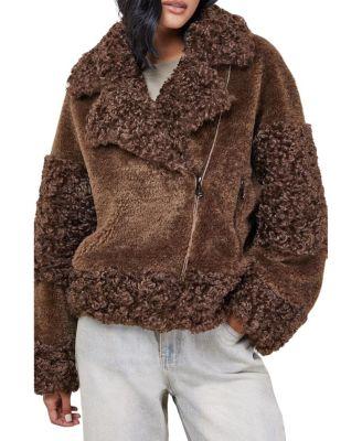 Faux Fur Mix Zip Through Jacket by WAREHOUSE