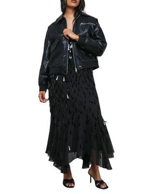 Faux Leather Distressed Bomber Jacket by WAREHOUSE