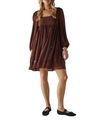 Hand Embellished Square Neck Mini Dress by WAREHOUSE