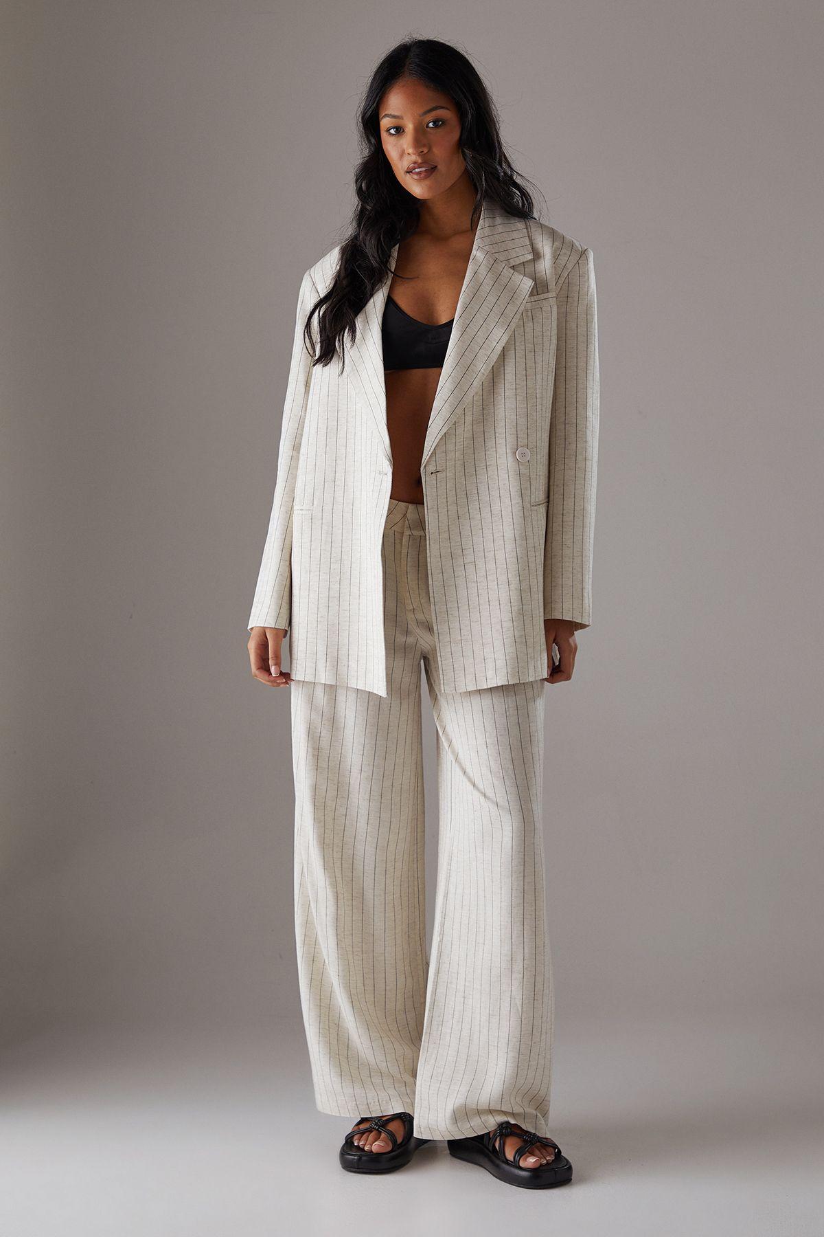 Linen Look Pinstripe Blazer by WAREHOUSE
