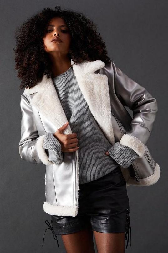 Metallic Aviator Jacket by WAREHOUSE