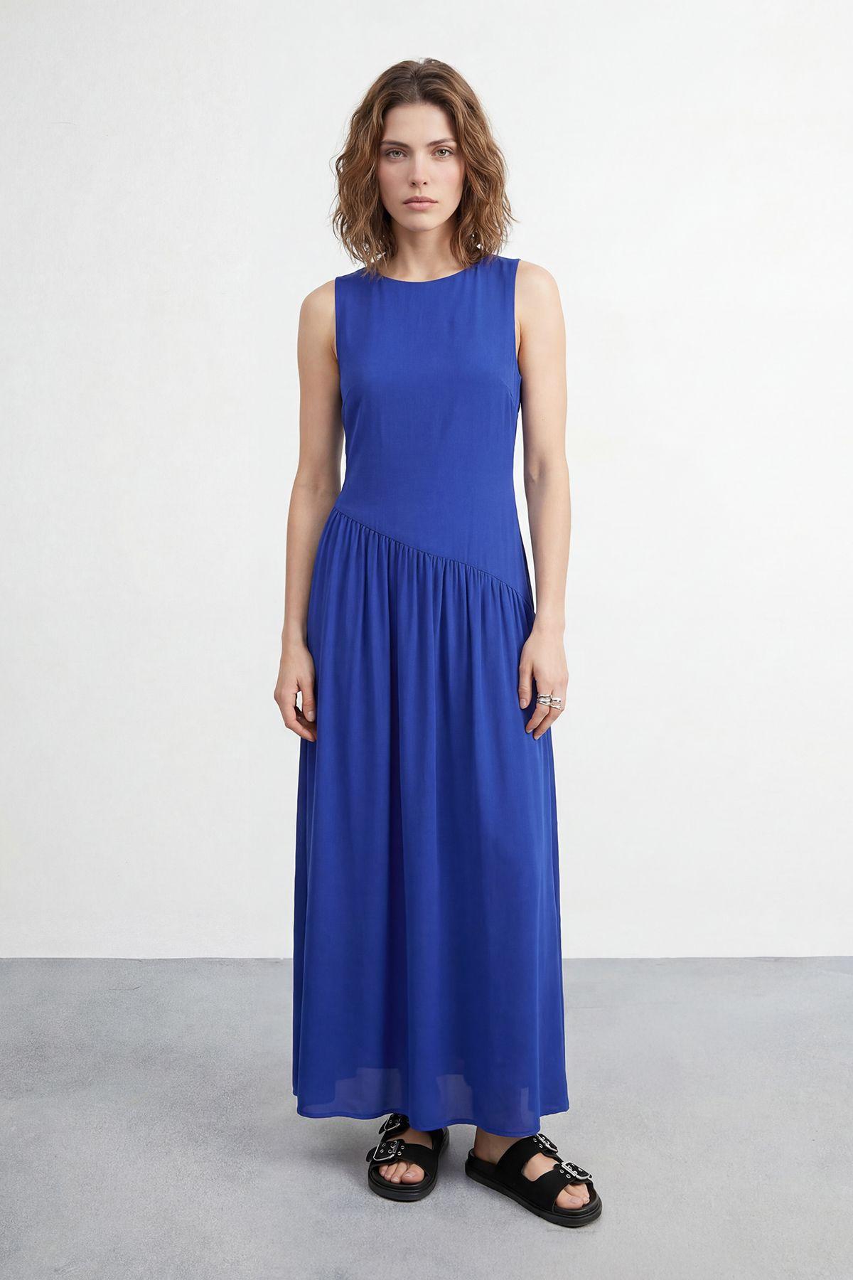Petite Plain Dropped Waist Chiffon Tiered Maxi Dress by WAREHOUSE