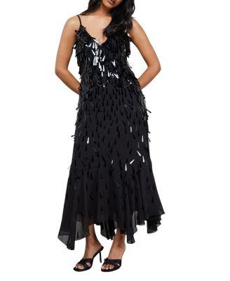 Premium Teardrop Embellished Midi Dress by WAREHOUSE