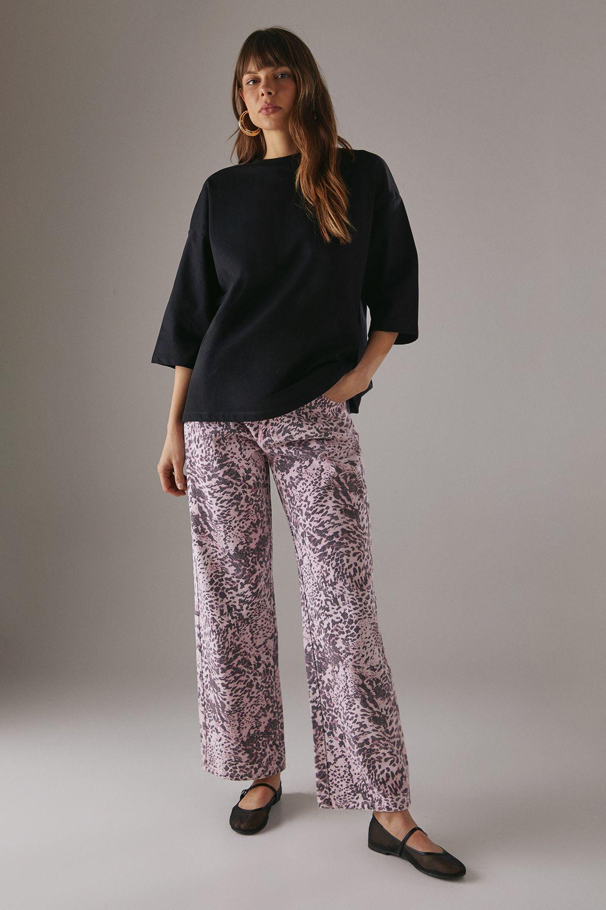 Printed Denim Low Rise Dad Jeans by WAREHOUSE