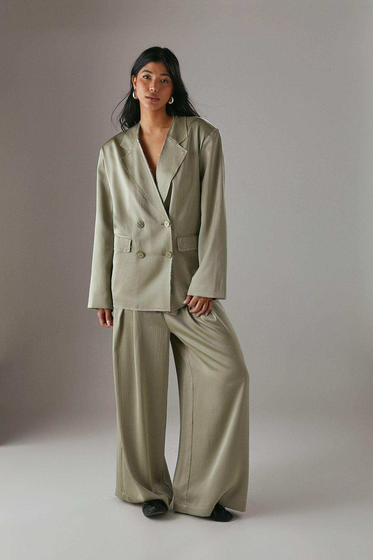 Raw Edge Relaxed Satin Blazer by WAREHOUSE