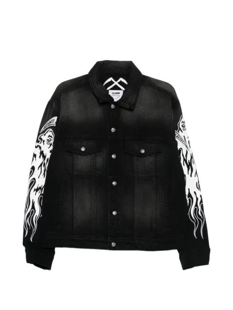 graphic-print denim jacket by WARREN LOTAS