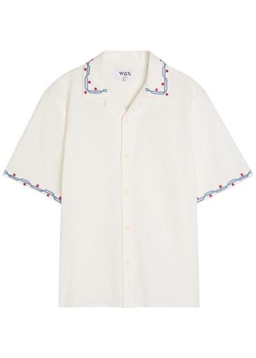 Didcot embroidered cotton and linen-blend shirt by WAX LONDON