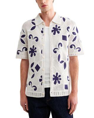 Porto Doodle Crochet Polo Shirt by WAX LONDON